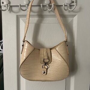 White crocodile shoulder bag